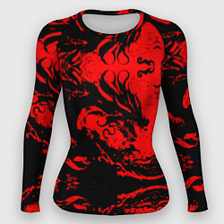 Рашгард женский Черный дракон на красном небе, цвет: 3D-принт