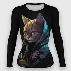 Рашгард женский Кот в стиле киберпанк, цвет: 3D-принт