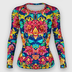 Рашгард женский Зеркальный цветочный паттерн - мода, цвет: 3D-принт