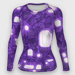 Рашгард женский Фиолетовые кибернетические схемы неон, цвет: 3D-принт