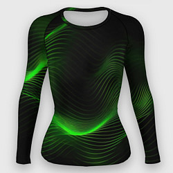 Рашгард женский Зеленая абстракция на черном фоне, цвет: 3D-принт
