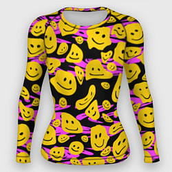 Рашгард женский Растекшийся смайл на пиксельном фоне, цвет: 3D-принт