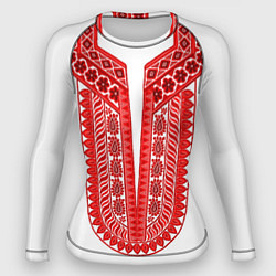 Рашгард женский Красная славянская вышиванка, цвет: 3D-принт
