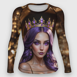 Рашгард женский Девушка с фиолетовыми волосами в короне, цвет: 3D-принт