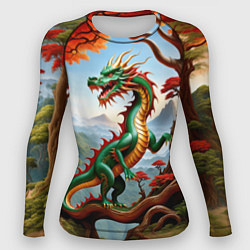 Рашгард женский Зеленый деревянный дракон, цвет: 3D-принт