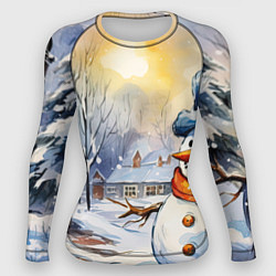 Женский рашгард Снеговик новый год