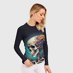 Рашгард женский Скелет с яркими цветами, цвет: 3D-принт — фото 2