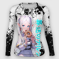 Рашгард женский Фрирен - поедает пончик, цвет: 3D-принт