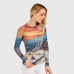Рашгард женский Северное сияние веселья, цвет: 3D-принт — фото 2