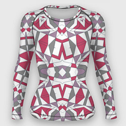 Рашгард женский Геометрический узор красно серый, цвет: 3D-принт