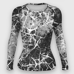 Женский рашгард Абстракция - белые трещины на сером фоне