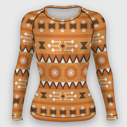 Рашгард женский Brown tribal geometric, цвет: 3D-принт