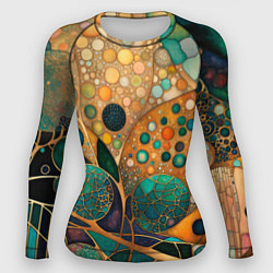 Рашгард женский Вдохновение Климтом - изумрудная абстракция с круг, цвет: 3D-принт