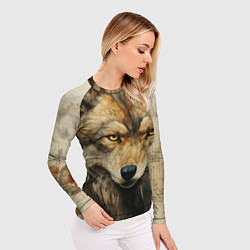 Рашгард женский Волк в стиле диаграмм Давинчи, цвет: 3D-принт — фото 2