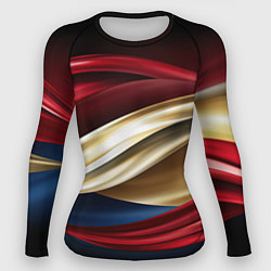 Рашгард женский Золотые и красные волны абстракции, цвет: 3D-принт