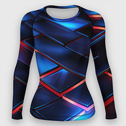 Рашгард женский Синие абстрактные плиты, цвет: 3D-принт