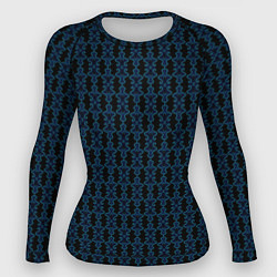 Рашгард женский Узоры чёрно-синий паттерн, цвет: 3D-принт