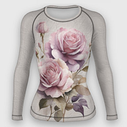Женский рашгард Нежные розовые розы на стене