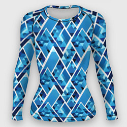 Рашгард женский Синие треугольники и белые полосы, цвет: 3D-принт