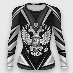 Рашгард женский Герб России- черно-белый, цвет: 3D-принт