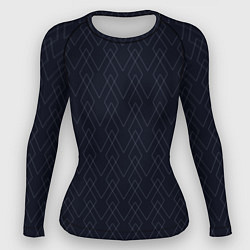 Рашгард женский Тёмный синий геометричные линии, цвет: 3D-принт