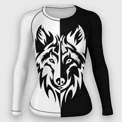 Рашгард женский Волк чёрно-белый, цвет: 3D-принт