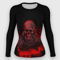 Рашгард женский Красный скелет на чёрном фоне, цвет: 3D-принт