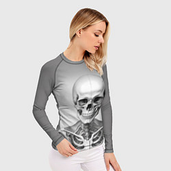 Рашгард женский Скелет черно белый, цвет: 3D-принт — фото 2