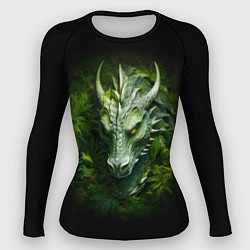 Рашгард женский Зеленый древесный дракон в зарослях, цвет: 3D-принт