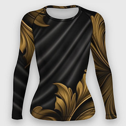 Рашгард женский Лепнина золотые узоры на черной ткани, цвет: 3D-принт