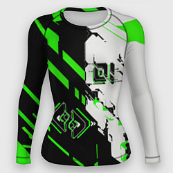 Женский рашгард Зелёные и чёрные техно линии