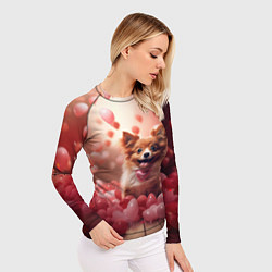 Рашгард женский Маленькая собачка в сердечках, цвет: 3D-принт — фото 2