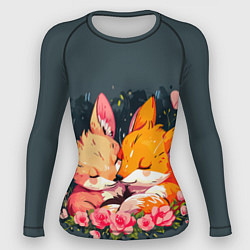 Рашгард женский Милые лисички в цветах, цвет: 3D-принт