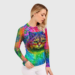 Рашгард женский Цветной кот, цвет: 3D-принт — фото 2