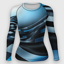 Женский рашгард Черно-синий абстрактный спортивный стиль