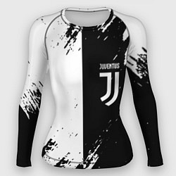 Рашгард женский Juventus краски чёрнобелые, цвет: 3D-принт