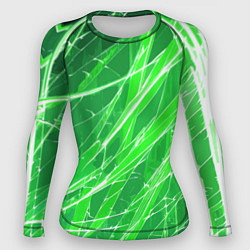 Женский рашгард Белые линии на зелёном фоне