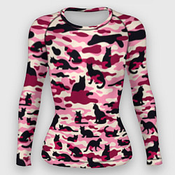 Рашгард женский Камуфляжные розовые котики, цвет: 3D-принт
