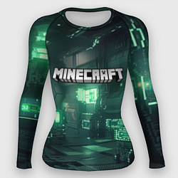 Рашгард женский Minecraft logo в стиле киберпанк, цвет: 3D-принт
