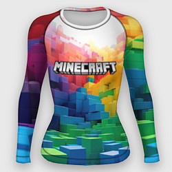 Рашгард женский Minecraft logo радужный мир, цвет: 3D-принт