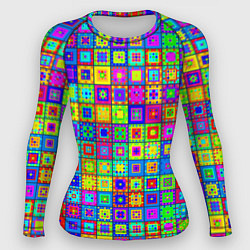 Рашгард женский Узор из разноцветных квадратов, цвет: 3D-принт