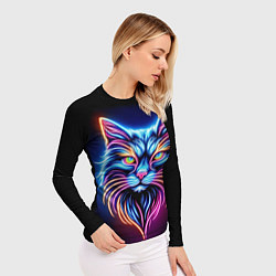 Рашгард женский Суровый неоновый кот, цвет: 3D-принт — фото 2