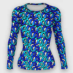 Рашгард женский Синий узор и чёрная обводка, цвет: 3D-принт