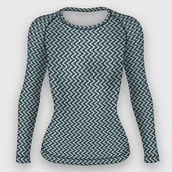 Рашгард женский Треугольные полосы бело-бирюзовый, цвет: 3D-принт