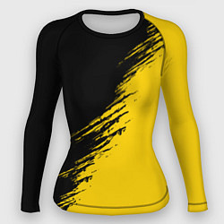 Рашгард женский Черные штрихи на желтом фоне, цвет: 3D-принт