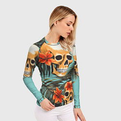 Рашгард женский Черепа на море, цвет: 3D-принт — фото 2