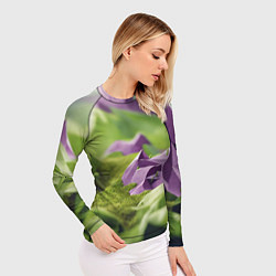 Рашгард женский Геометрический пейзаж фиолетовый и зеленый, цвет: 3D-принт — фото 2