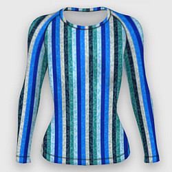 Рашгард женский Сине-бирюзовый полосатый, цвет: 3D-принт