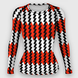 Рашгард женский Вертикальные красно-белые полосы, цвет: 3D-принт