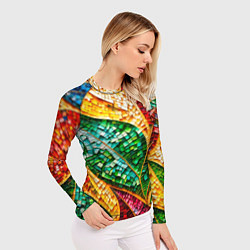 Рашгард женский Яркая мозаика с разноцветным абстрактным узором и, цвет: 3D-принт — фото 2